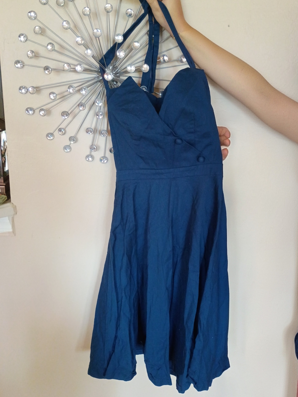 Lindy Bop Navy Blue Halter Midi Dress